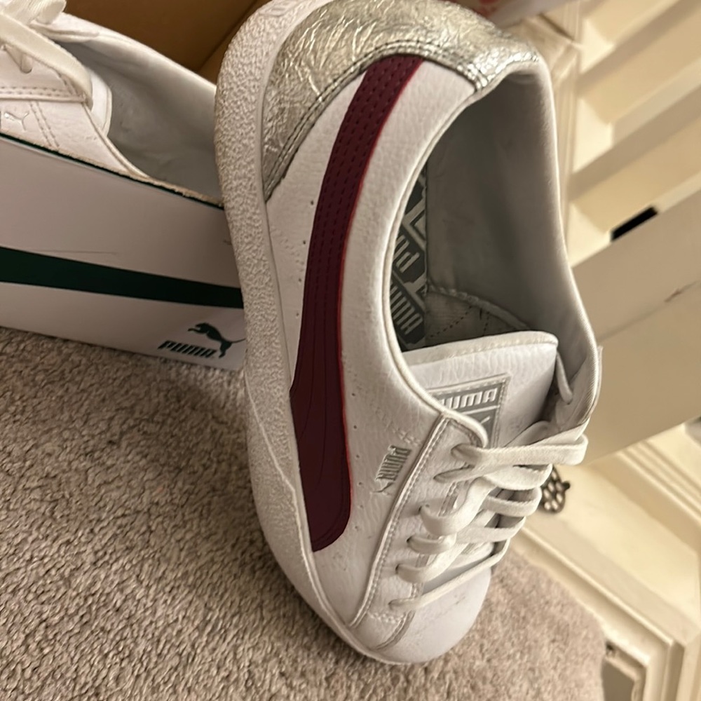 Puma sneakers white red and silver size 11 women’s